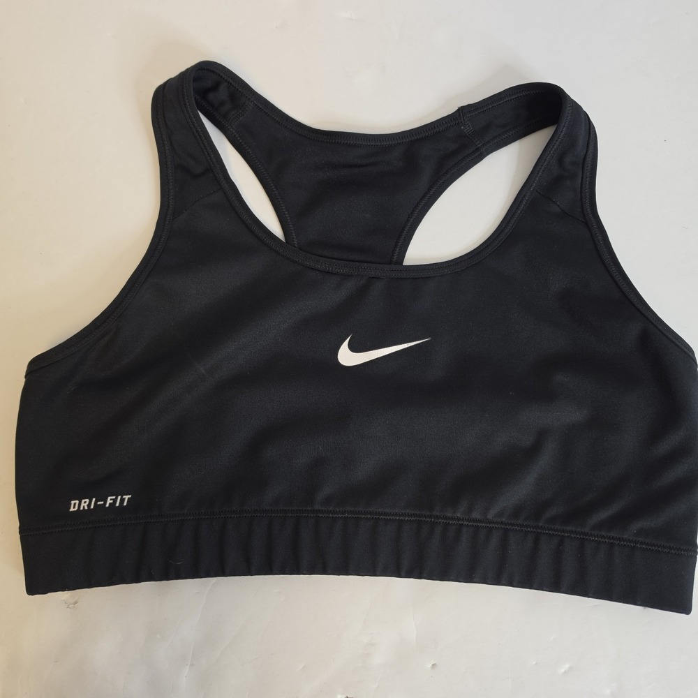 Nike Dri Fit Sports Bra Black 28" Under Bust 15.5" Chest No Tags